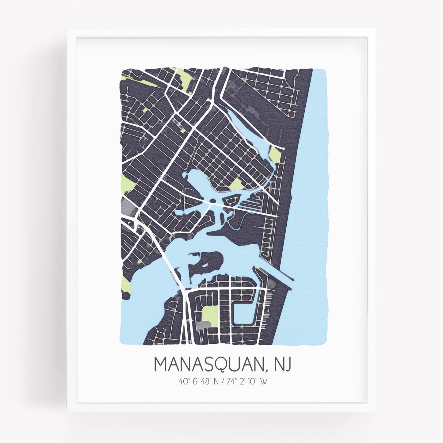 A city map print of Manasquan New Jersey in gray - Sparks House Co
