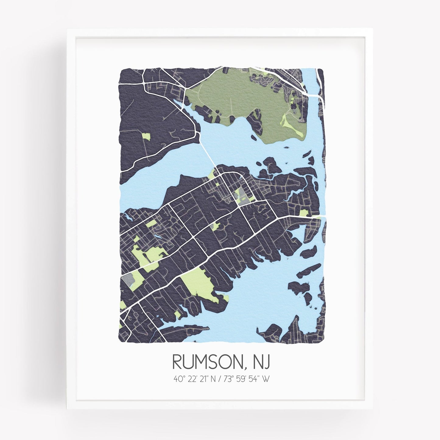 Rumson NJ City Map Art Print - Hometown Map Poster - City Map New Jersey Souvenir