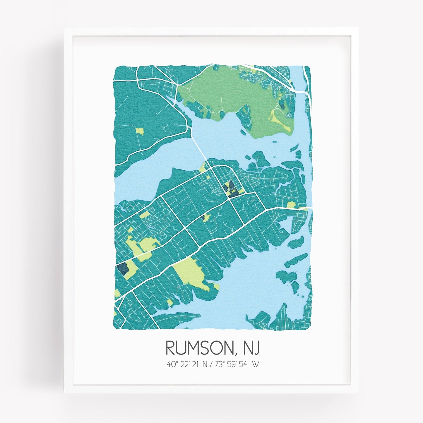 Rumson NJ City Map Art Print - Hometown Map Poster - City Map New Jersey Souvenir