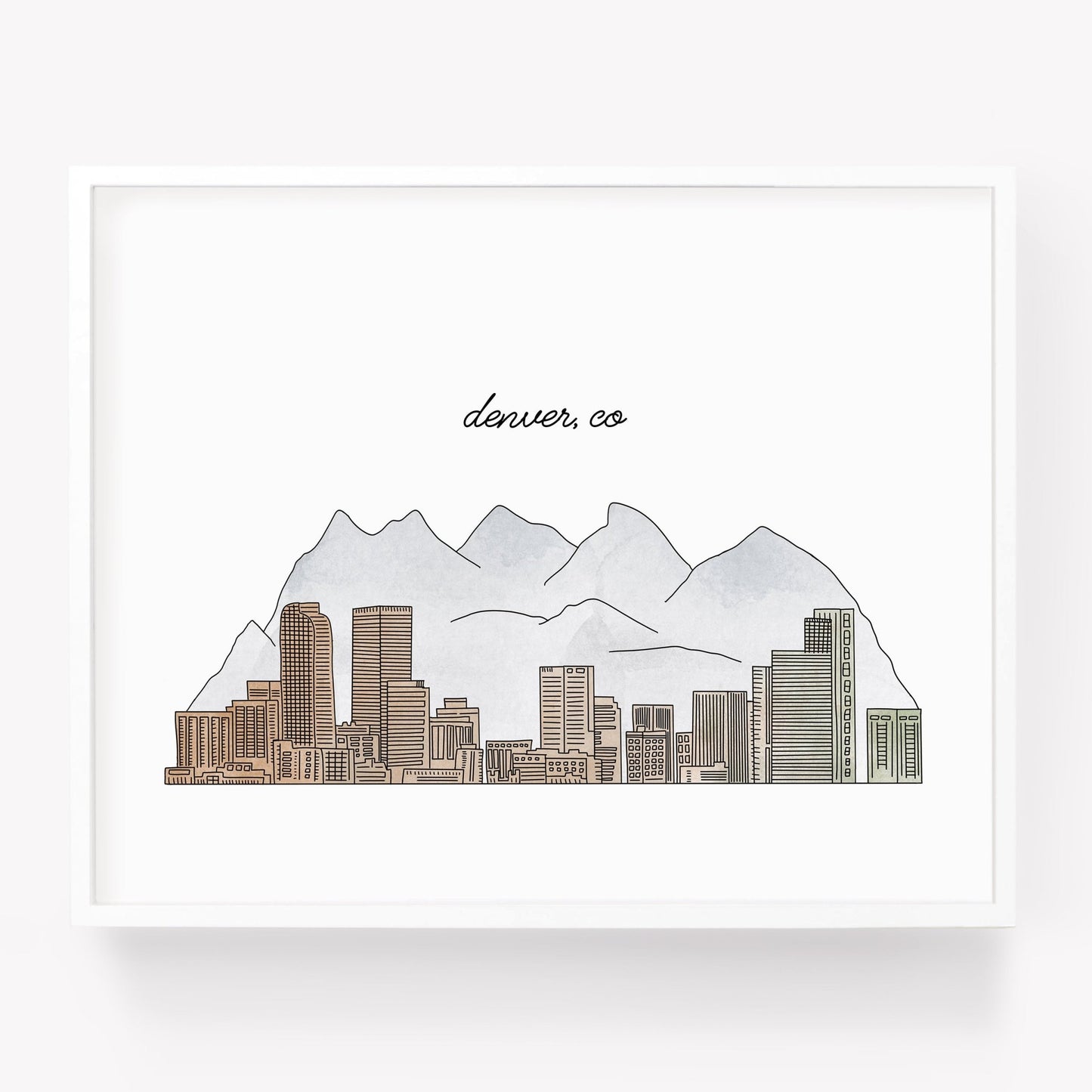 A city art print of a skyline drawing of Denver Colorad - Sparks House Co