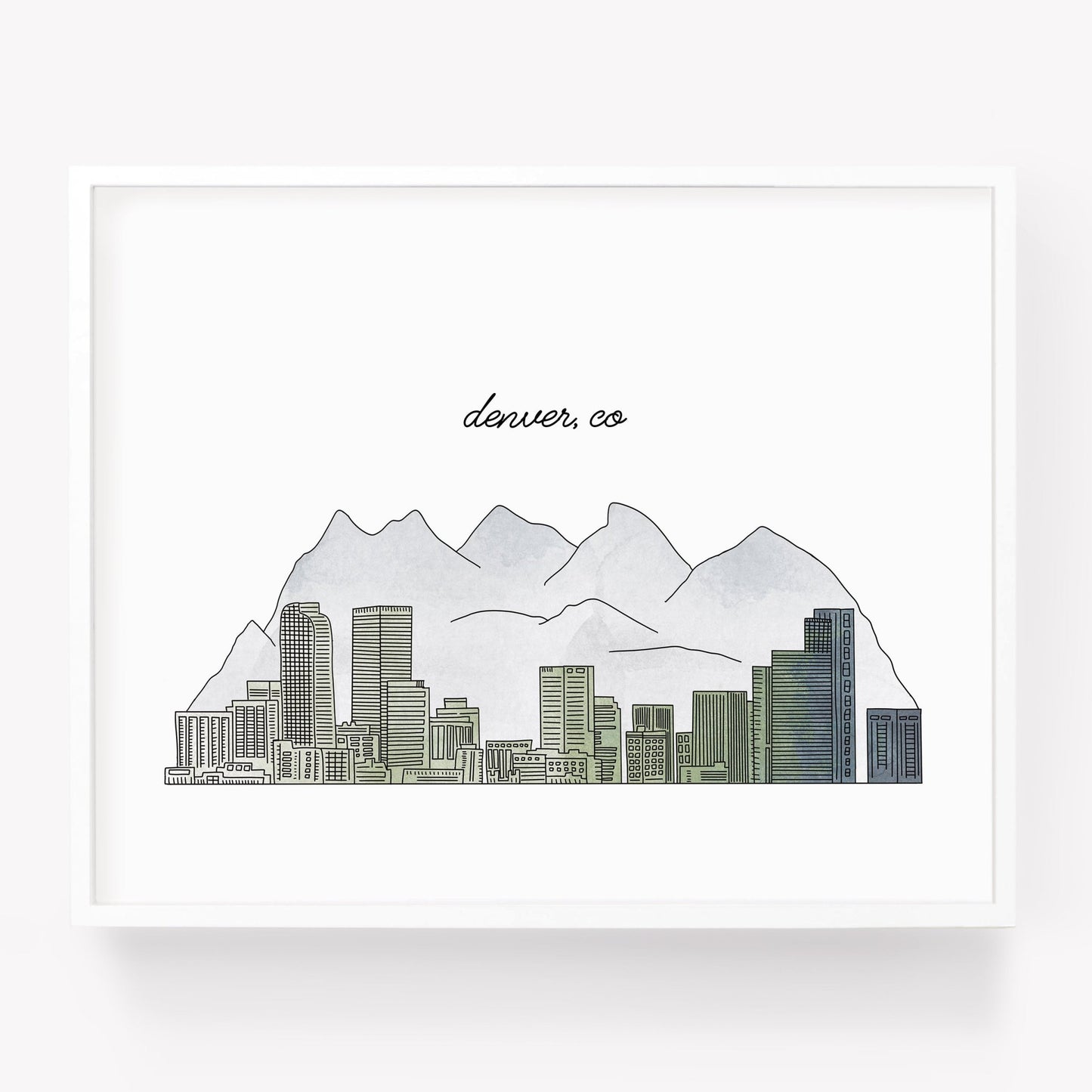 A city art print of a skyline drawing of Denver Colorad - Sparks House Co
