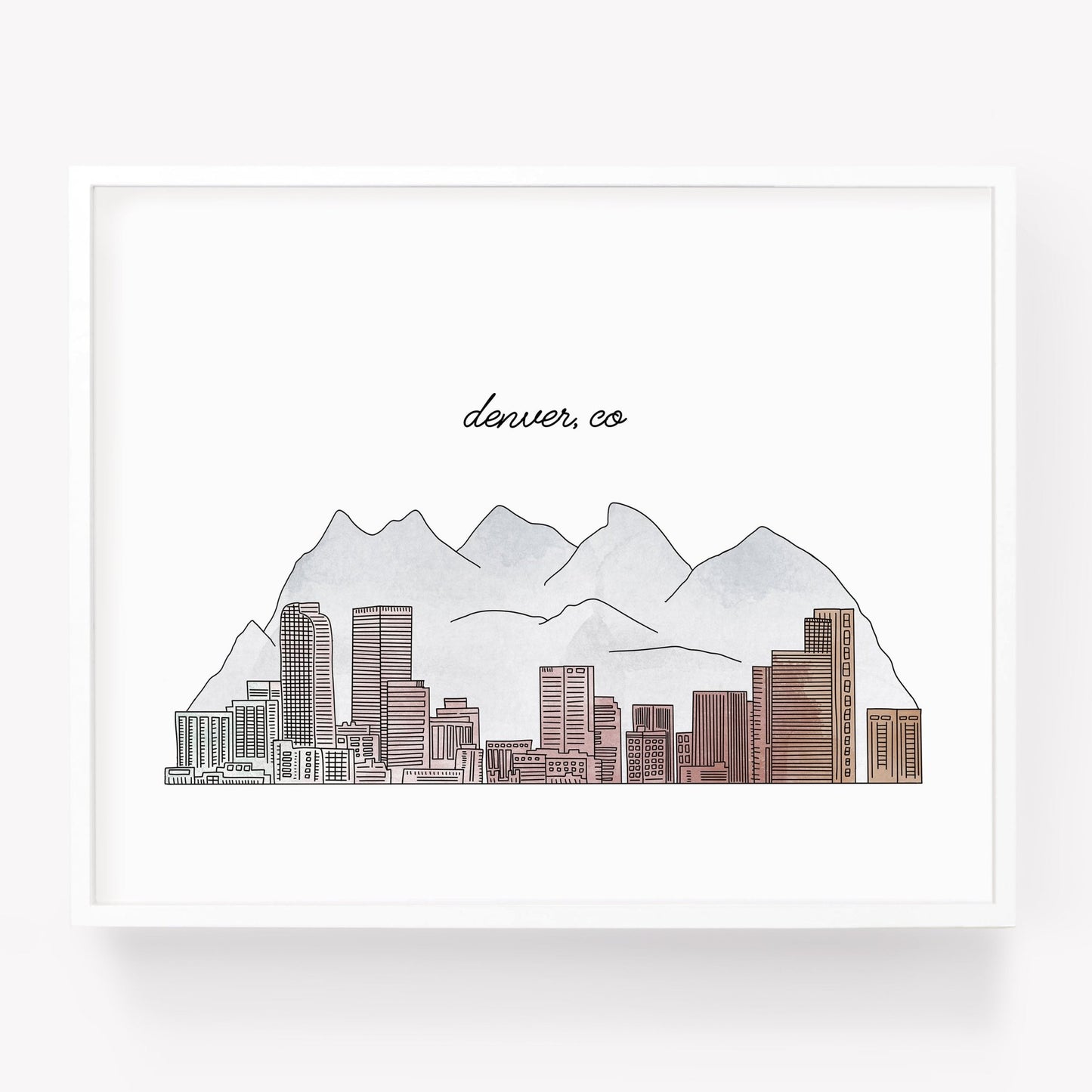 A city art print of a skyline drawing of Denver Colorad - Sparks House Co