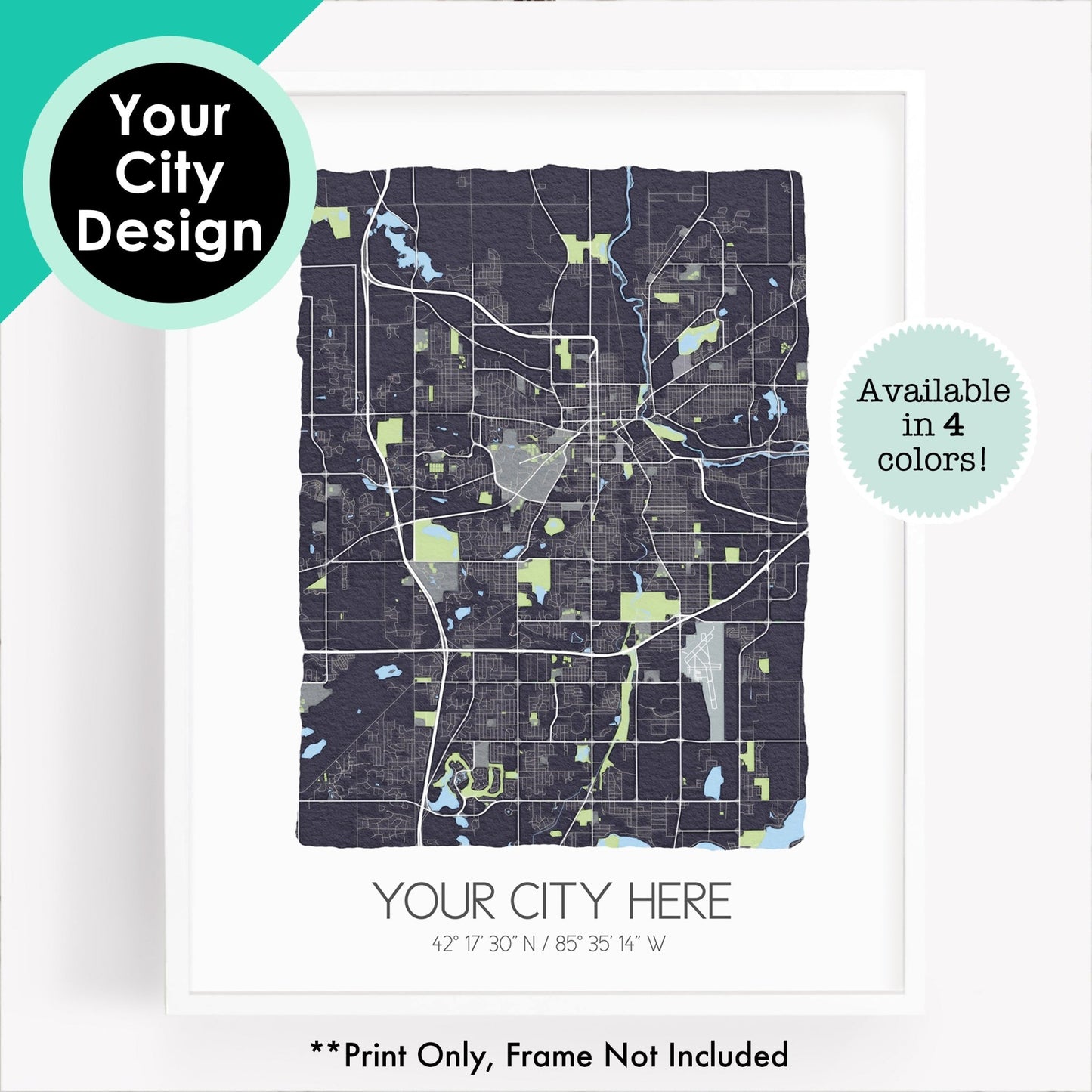 Custom City Map Print - City Map Souvenir of Your Hometown