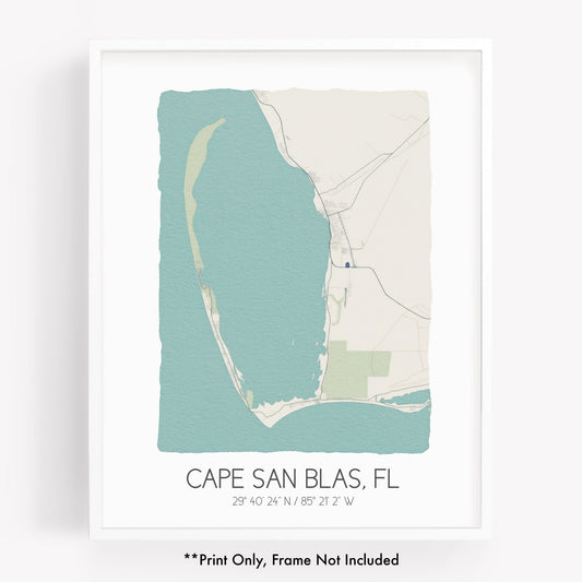 A city map print of Cape San Blas Florida - Sparks House Co