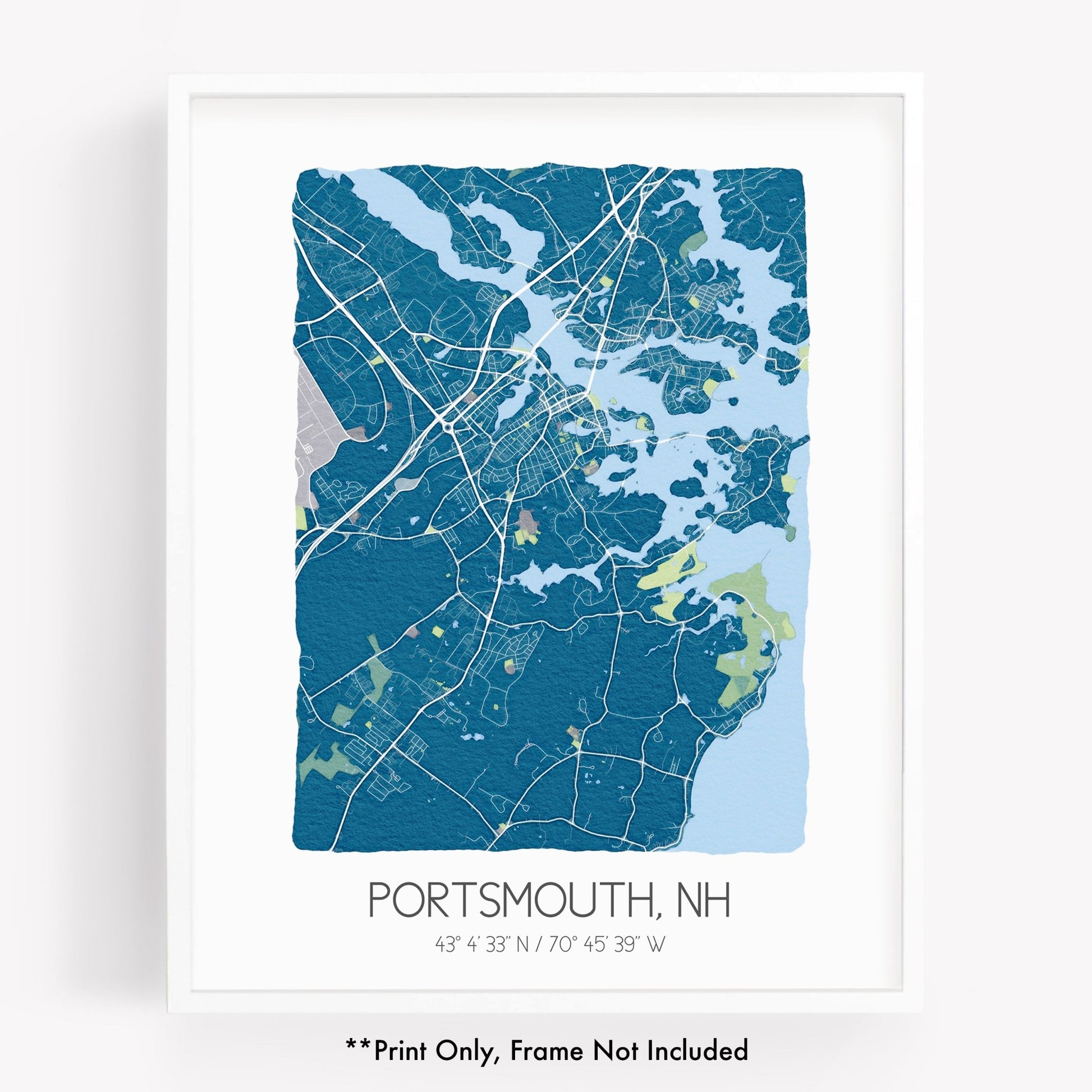 A city map print of Portsmouth New Hampshire - Sparks House Co