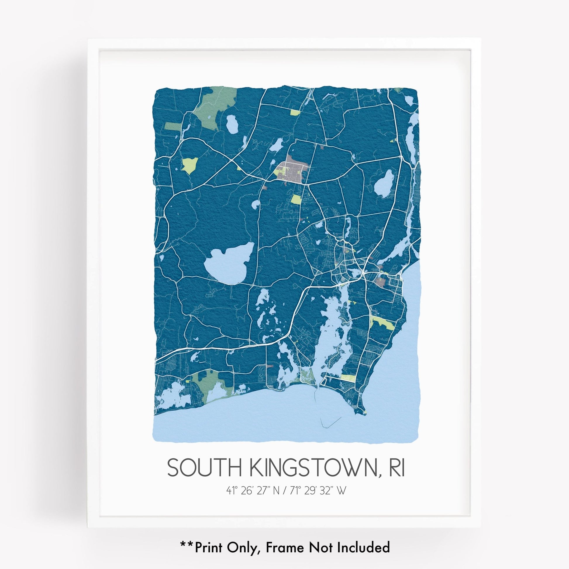 A city map print of South Kingstown Rhode Island - Sparks House Co