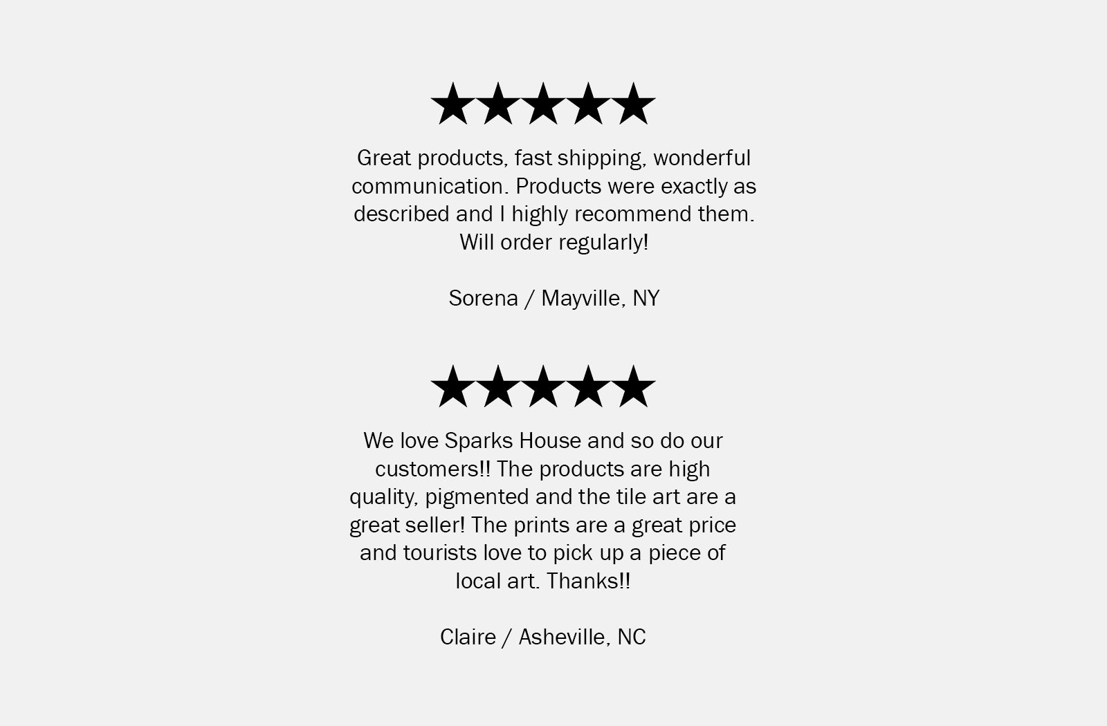 What Sparks House Co stockists are saying about the brand, positive reviews