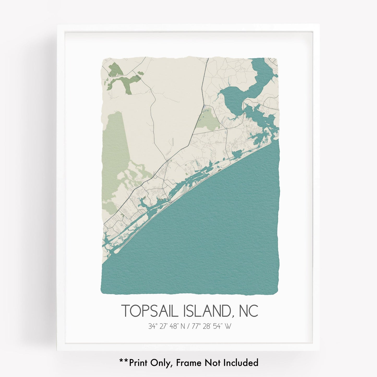 A city map print of Topsail Island North Carolina - Sparks House Co