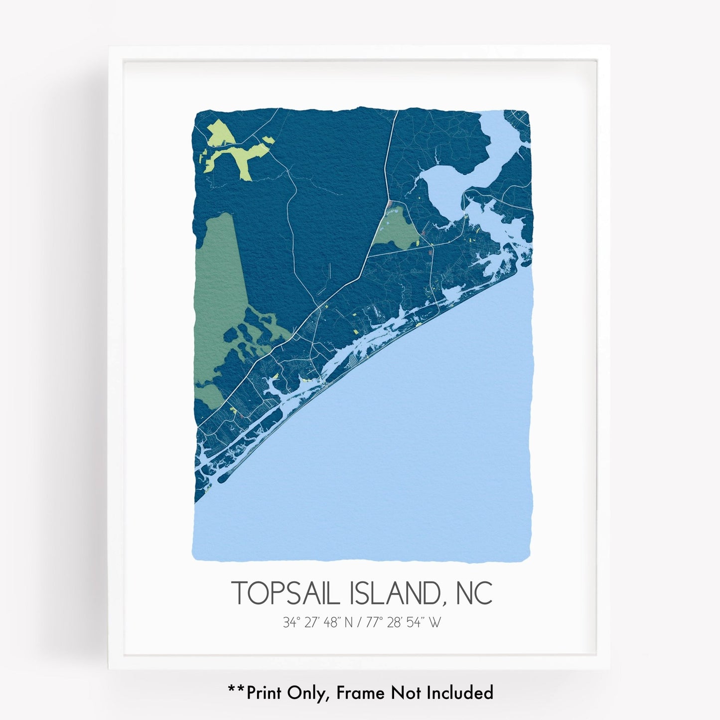 A city map print of Topsail Island North Carolina - Sparks House Co