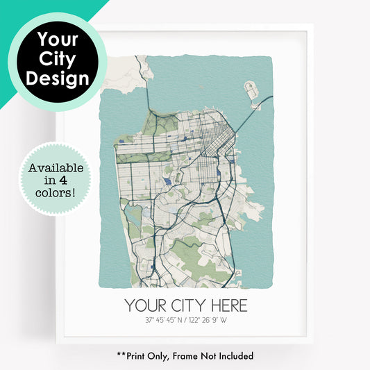 A custom city map print of your hometown - Sparks House Co