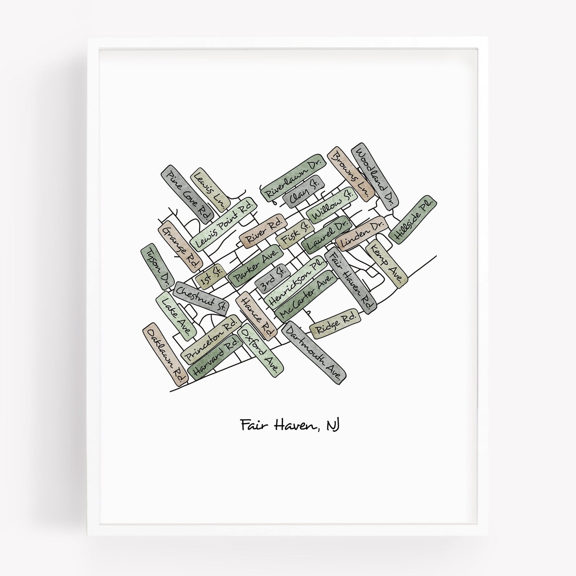 Fair Haven NJ Map Print - Street Map Poster - City Map New Jersey Souvenir