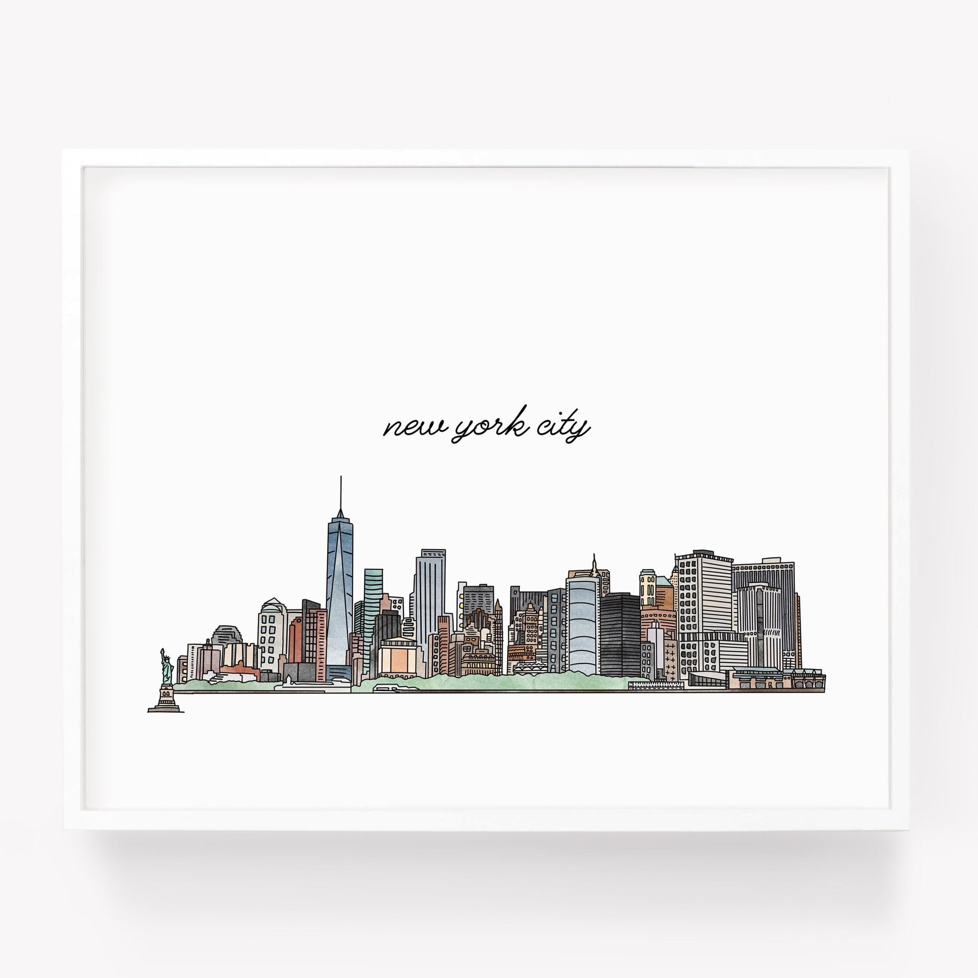 A city art print of a skyline drawing of New York City NY - Sparks House Co