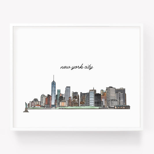 A city art print of a skyline drawing of New York City NY - Sparks House Co