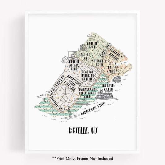An illustrated map of Brielle OH, as a print - Sparks House Co