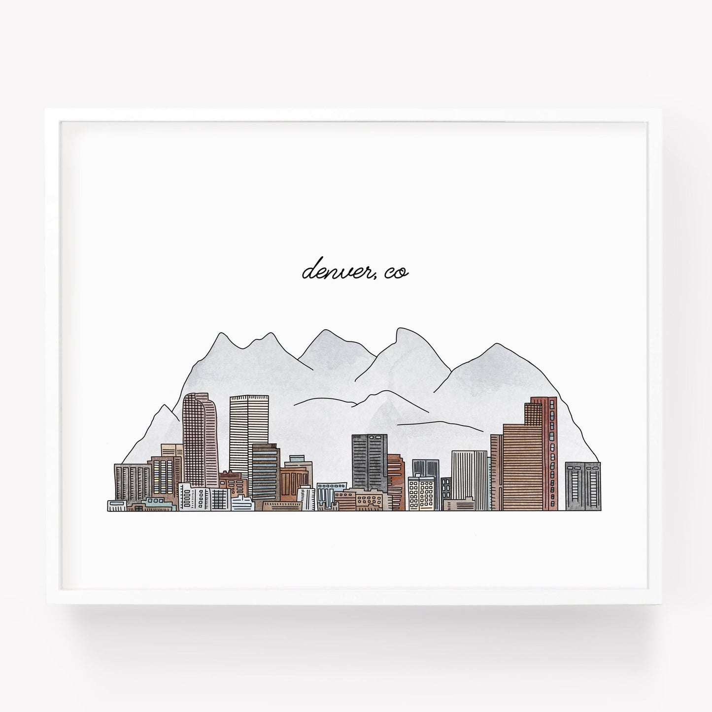 A city art print of a skyline drawing of Denver Colorad - Sparks House Co