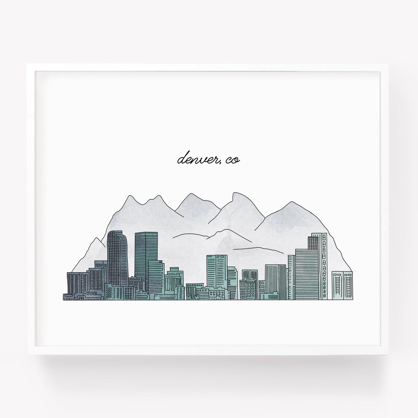 A city art print of a skyline drawing of Denver Colorad - Sparks House Co