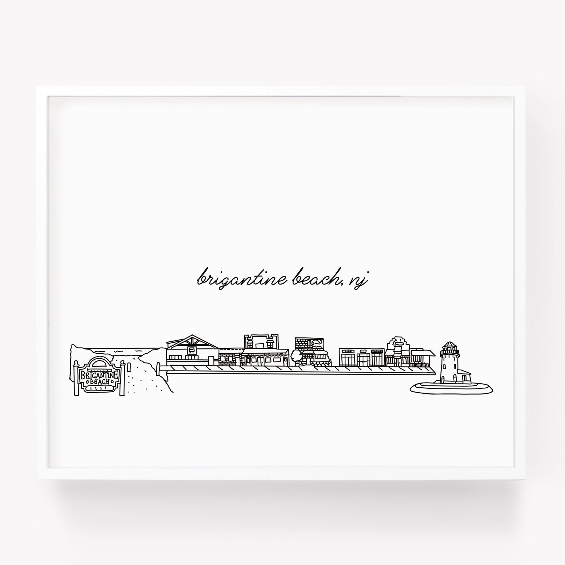 A city art print of a skyline drawing of Brigantine Beach New Jersey - Sparks House Co