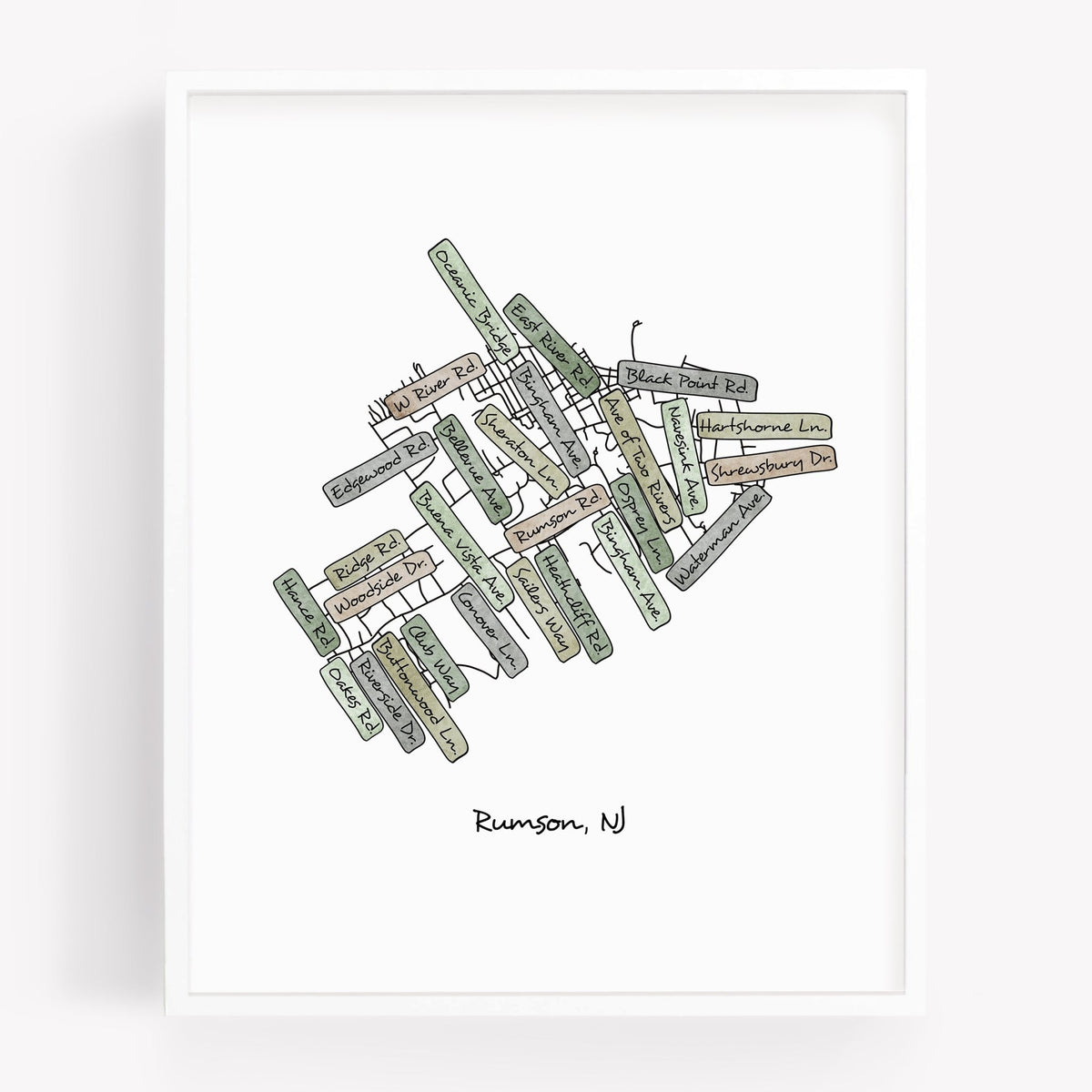 Rumson Map Rumson NJ Street Map Print – Sparks House Co.