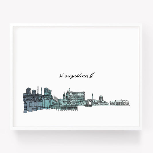 A city art print of a skyline drawing of St. Augustine Florida - Sparks House Co