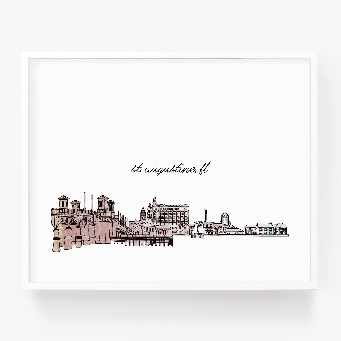 A city art print of a skyline drawing of St. Augustine Florida - Sparks House Co