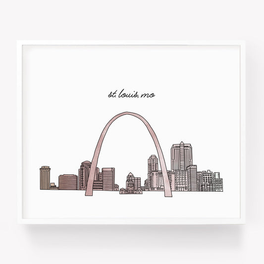 A city art print of a skyline drawing of St. Louis Missouri - Sparks House Co